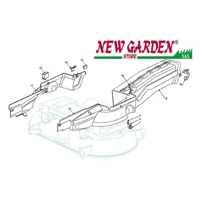 Exploded view conveyor guards 102cm TN170H lawn tractor CASTELGARDEN