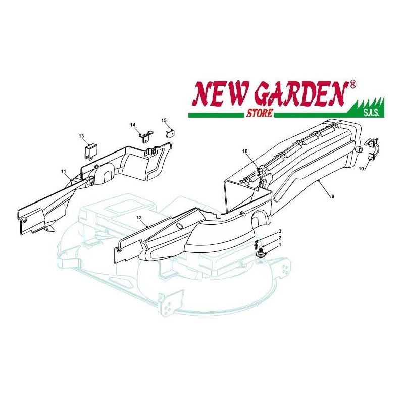 Exploded view conveyor guards 102cm TN185H lawn tractor CASTELGARDEN