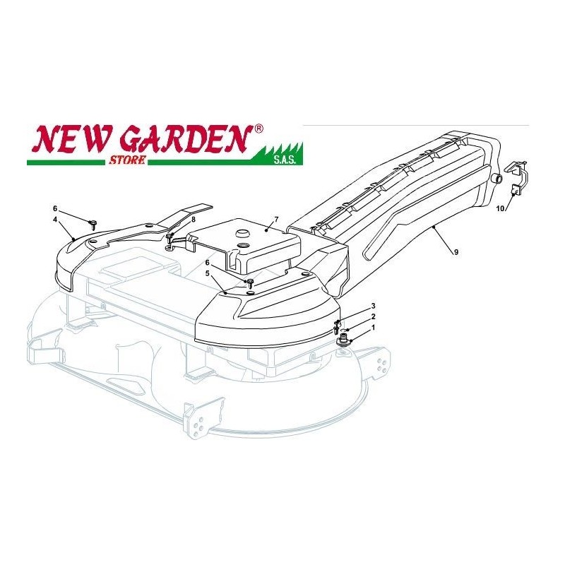 Exploded view conveyor guards 102cm XT250HD lawn tractor CASTELGARDEN