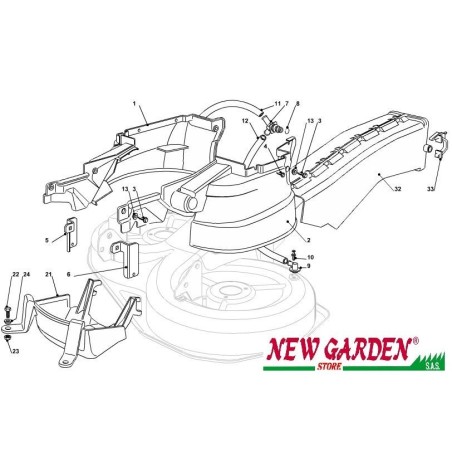 Esploso protezioni convogliatore 84cm J135H trattorino rasaerba CASTELGARDEN | Newgardenstore.eu