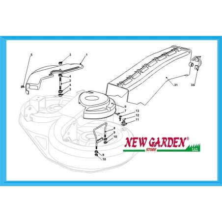 Explosionszeichnung Förderbandabdeckung Rasentraktor 92cm XG 140 CASTELGARDEN GGP Ersatzteile | Newgardenstore.eu
