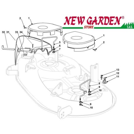 Exploded view lawn tractor guards 98cm XD140 CASTELGARDEN spare parts 2002-13 | Newgardenstore.eu