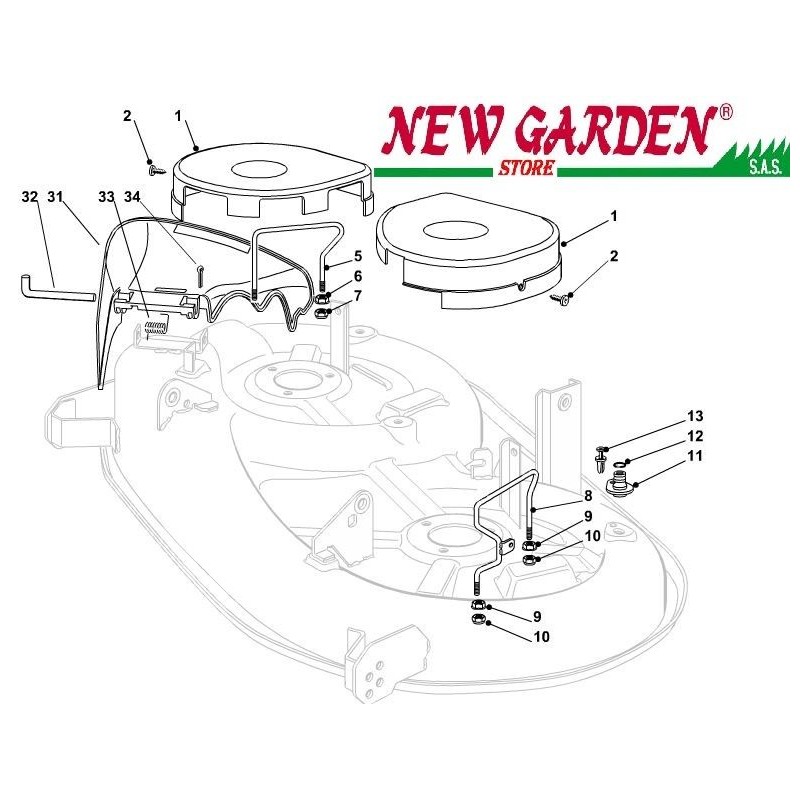 Exposed guards lawn tractor 98cm XD150 CASTELGARDEN spare parts 2002-13