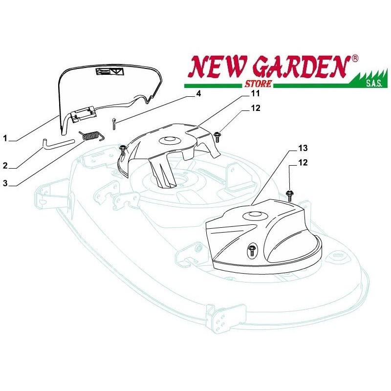 Vista despiece protecciones tractor de céspedSD108 XDL170 CASTELGARDEN 2002-2013 recambios