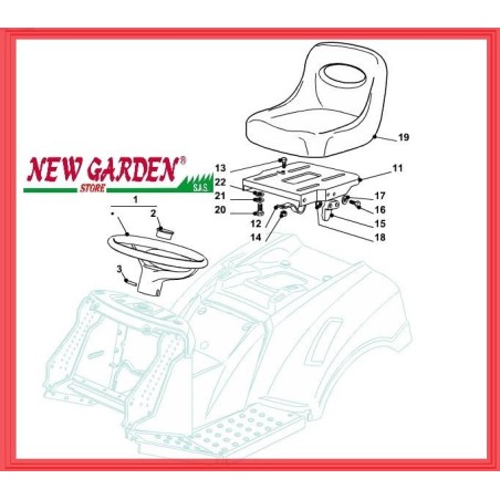 Esploso ricambi sedile volante trattorino 92cm PG 170 CASTELGARDEN GGP STIGA | Newgardenstore.eu