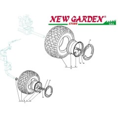 Explosionszeichnung Räder 102 cm XT140 Rasentraktor CASTELGARDEN 2002-13 Ersatzteile | Newgardenstore.eu