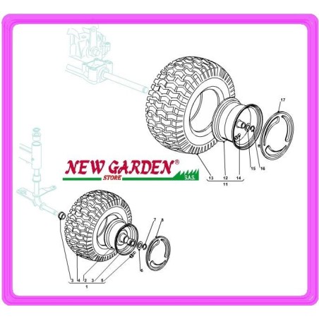 Exploded view wheels 92cm lawn tractor MTPH 14-92 H CASTELGARDEN GGP MOUNTFIELD | Newgardenstore.eu