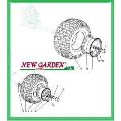 Explosionszeichnung Räder 92cm Rasentraktor PG 140 CASTELGARDEN GGP MOUNTFIELD