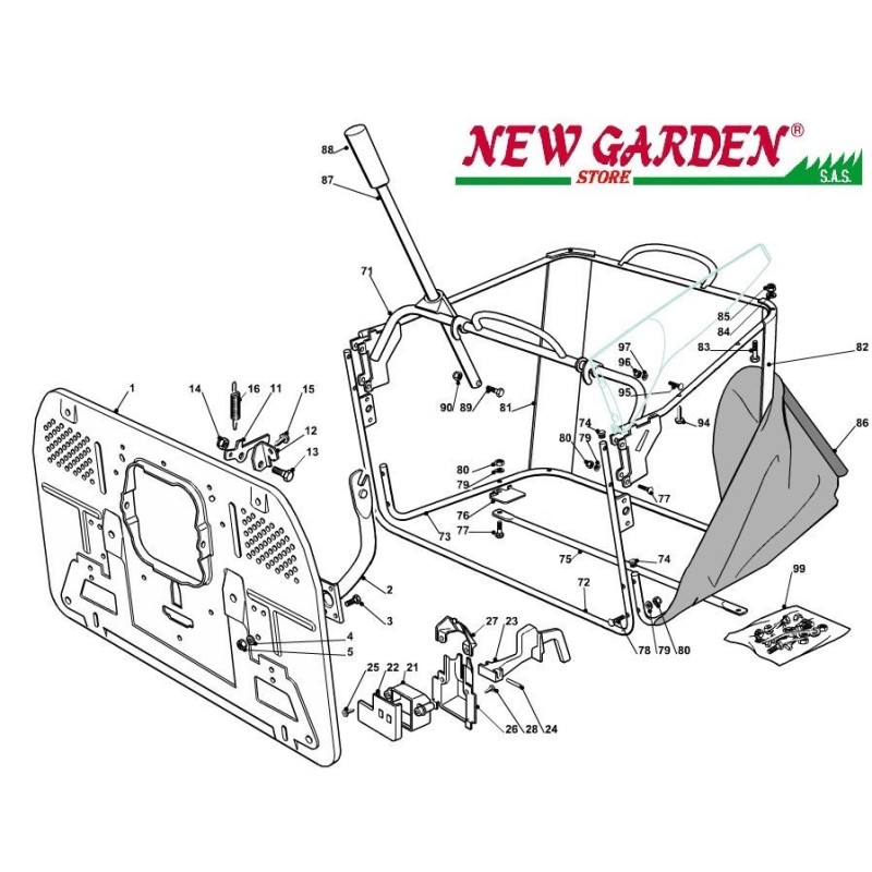 Explosionszeichnung Getriebe Traktor 102cm XT140HD CASTELGARDEN 2002-13 Ersatzteile