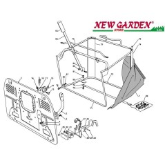 Exploded view basket bag 102cm XT140HD tractor CASTELGARDEN 2002-2013 spare parts