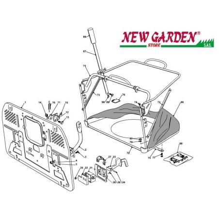 Exploded view basket bag 102cm XT140HD lawn tractor CASTELGARDEN 2002-13 | Newgardenstore.eu