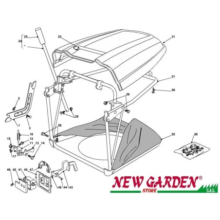 Explosionszeichnung Mähdeck 84cm J135H Rasentraktor CASTELGARDEN 2002-13 | Newgardenstore.eu