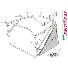 Exploded view grass catcher bag lawn tractor EL63 XE70 CASTELGARDEN spare parts 2012-13