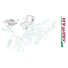 Exploded view seat and steering wheel 102cm XT170HD lawn tractor CASTELGARDEN2002-13
