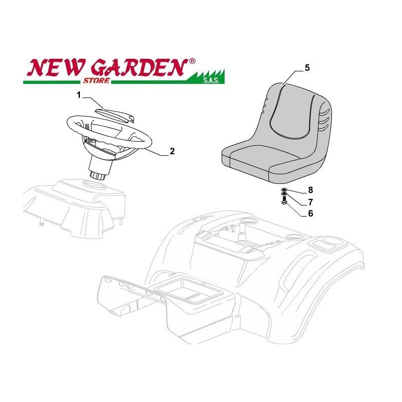 Exposed seat and steering wheel 84cm XDC135HD lawn tractor CASTELGARDEN 2002-13
