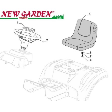 Siège exposé et volant 84cm XDC135HD tracteur de pelouse CASTELGARDEN 2002-13 | Newgardenstore.eu