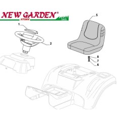 Exploded view seat and steering wheel 84cm XDC140HD lawn tractor CASTELGARDEN 2002-13