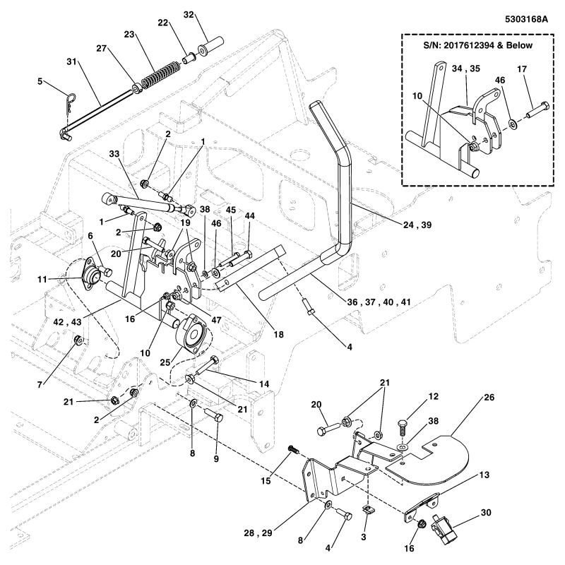 WELDING, HANDLE MOVEMENT CONTROL, 19.0, 1.0, RH, BLACK LR5414432A GENUINE FERRIS