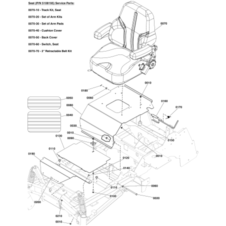 SEAT, HIGH BACK, WITH SWITCH AND SEAT BELT LR5108195 GENUINE FERRIS | Newgardenstore.eu