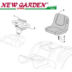 Exploded view tractor seat and steering wheel SD98 XD140HD CASTELGARDEN 2002-13 spare parts