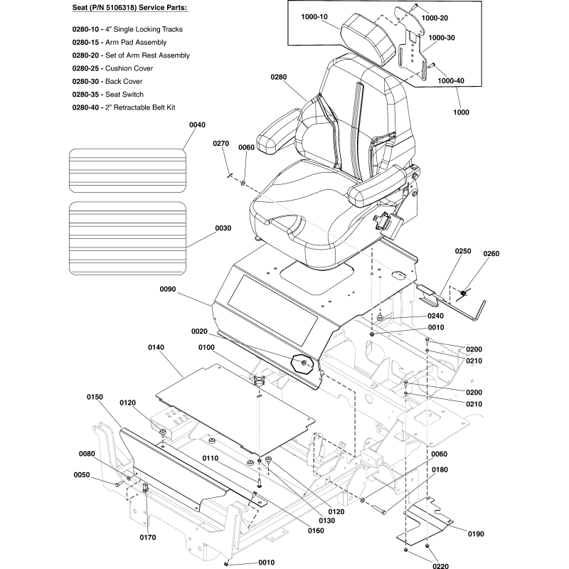 SEDILE, SCHIENALE ALTO, CON INTERRUTTORE E CINTURE DI SICUREZZA LR5106318 ORIGINALE FERRIS