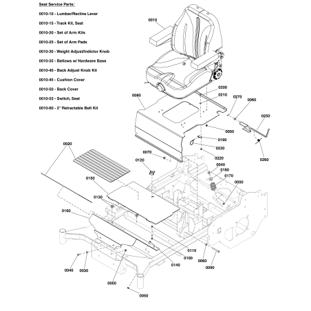 Siège Ferris authentique, dossier haut, suspension, interrupteur et ceintures de sécurité LR5106325 | Newgardenstore.eu