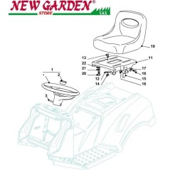 Exploded view Steering seat 102cm PT140 lawn tractor mower CASTELGARDEN spare parts | Newgardenstore.eu