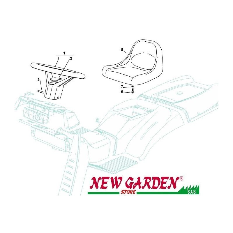 Exploded view Steering wheel seat 102cm PTC220HD lawn tractor CASTELGARDEN 2002-13