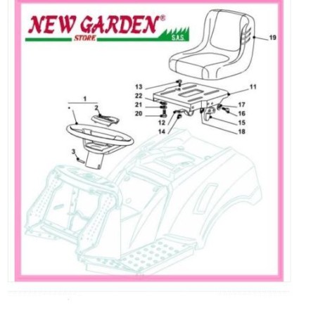 Despiece asiento volante tractor 92cm XG 140 CASTELGARDEN GGP STIGA recambios | Newgardenstore.eu