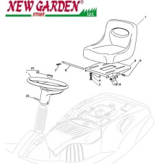 Exploded view steering wheel seat lawn tractor EL63 PE60VD CASTELGARDEN 2012-13 | Newgardenstore.eu