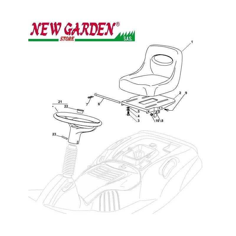 Despiece asiento tractor cesped EL63 XE70 CASTELGARDEN 2012-13