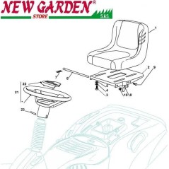 Exploded view steering wheel seat lawn tractor EL63 XE70VD CASTELGARDEN spare parts | Newgardenstore.eu