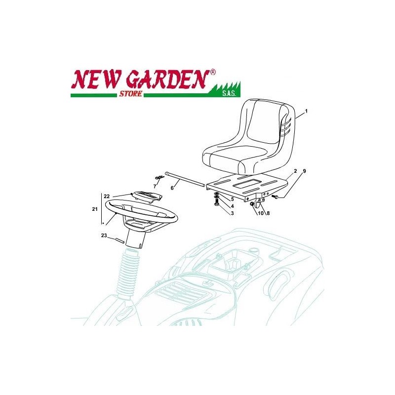 Exploded view steering wheel seat lawn tractor EL63 XE75 CASTELGARDEN 2012-13