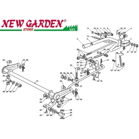 Esploso sollevamento piatto 84cm J135H trattorino rasaerba CASTELGARDEN 2002-13 | Newgardenstore.eu