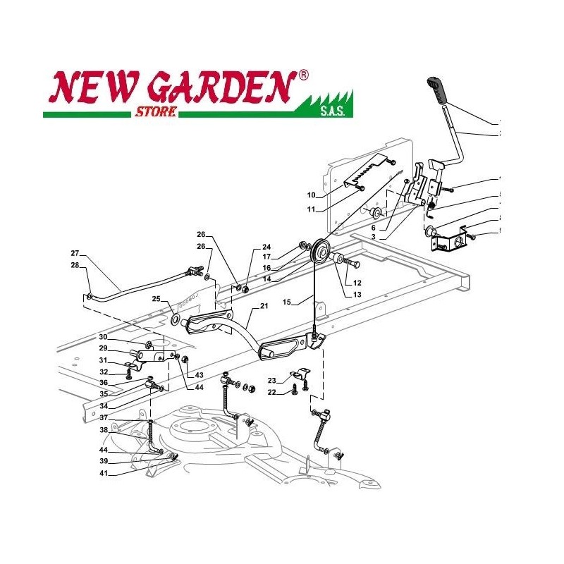 Exploded view flat lift 84cm PDC140 lawn tractor CASTELGARDEN 2002-13