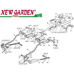 Vue éclatée du relevage du plateau de coupe 102cm XT140 tracteur de pelouse CASTELGARDEN2002-13 | Newgardenstore.eu