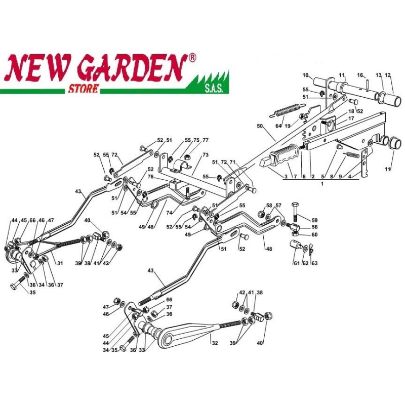 Exploded view lifting cutting deck102cm XT140 lawn tractor CASTELGARDEN2002-13