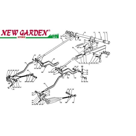 Esploso sollevamento piatto taglio 102cm XT140HD trattorino CASTELGARDEN2002-13 | Newgardenstore.eu