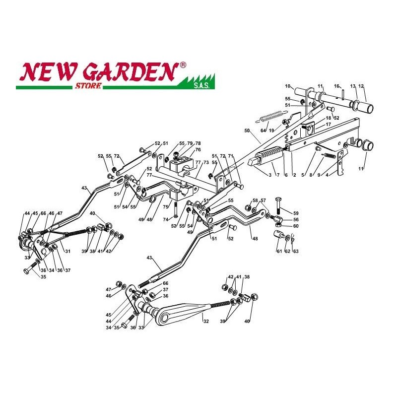 Exploded view lifting cutting deck 102cm TN170H lawn tractor CASTELGARDEN
