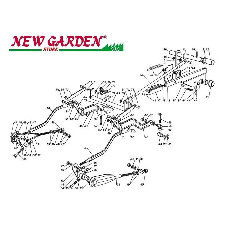 Exploded view lifting cutting deck 102cm TN185H lawn tractor CASTELGARDEN