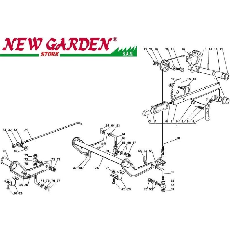 Exploded view cutting deck 98cm XL140 lawn tractor CASTELGARDEN