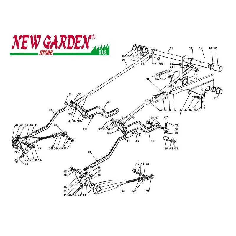 Exploded view lifting cutting deck102cm XT160 lawn tractor CASTELGARDEN