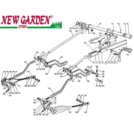 Esploso sollevamento piatto taglio102cm XT160 trattorino rasaerba CASTELGARDEN | Newgardenstore.eu