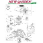 Exploded view engine cutaway series three lawn tractor Castelgarden TRE 702