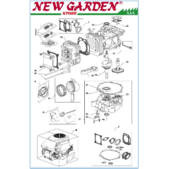 Vue éclatée de la coupe du moteur du tracteur de pelouse de la série 3 Castelgarden TRE 702 | Newgardenstore.eu