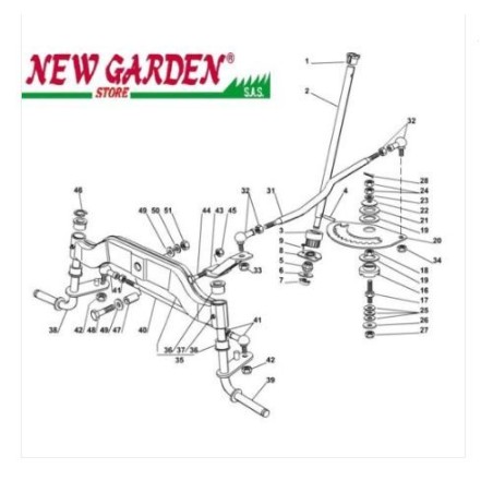 Esploso sterzo 102 cm XT140 trattorino CASTELGARDEN 2002-13 ricambi | Newgardenstore.eu