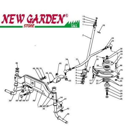 Exploded view steering 102cm TN220HE lawn tractor CASTELGARDEN 2002-13 spare parts | Newgardenstore.eu