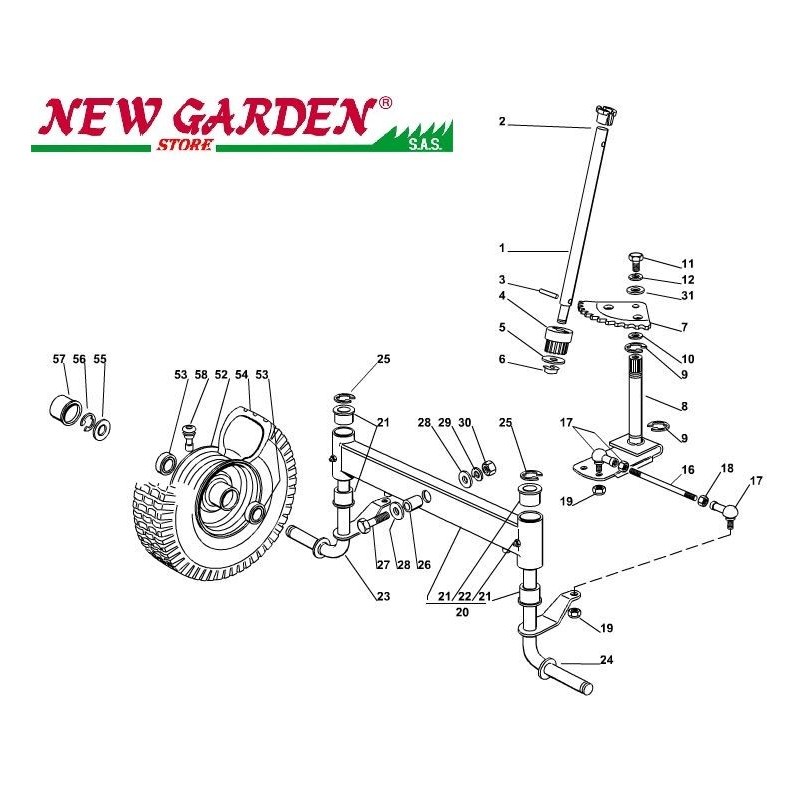 Exploded steering 72cm xf130 lawn tractor CASTELGARDEN 2002-2013 spare parts