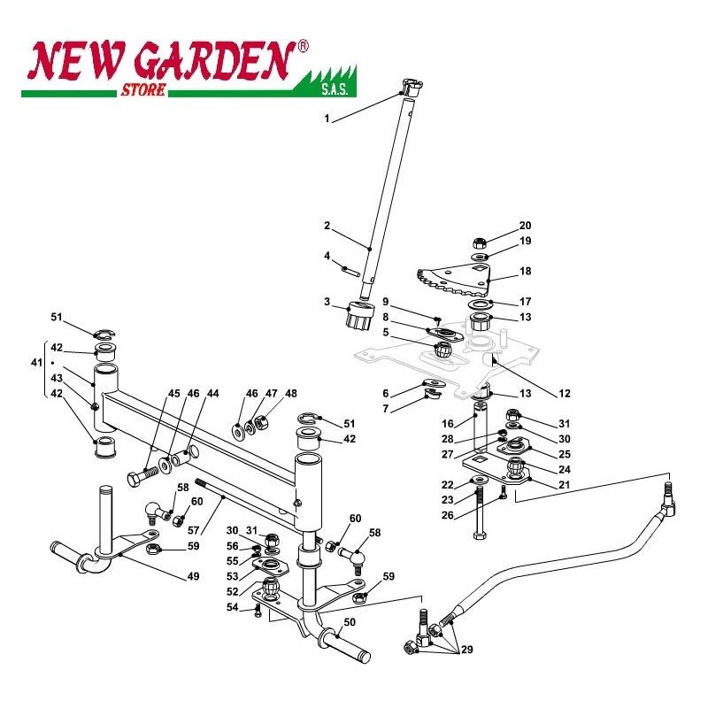 Exploded view steering 84cm J135H lawn tractor CASTELGARDEN 2002-13 spare parts