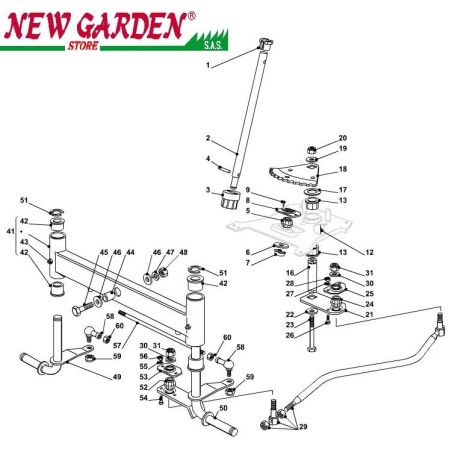 Exploded view steering 84cm J135H lawn tractor CASTELGARDEN 2002-13 spare parts | Newgardenstore.eu